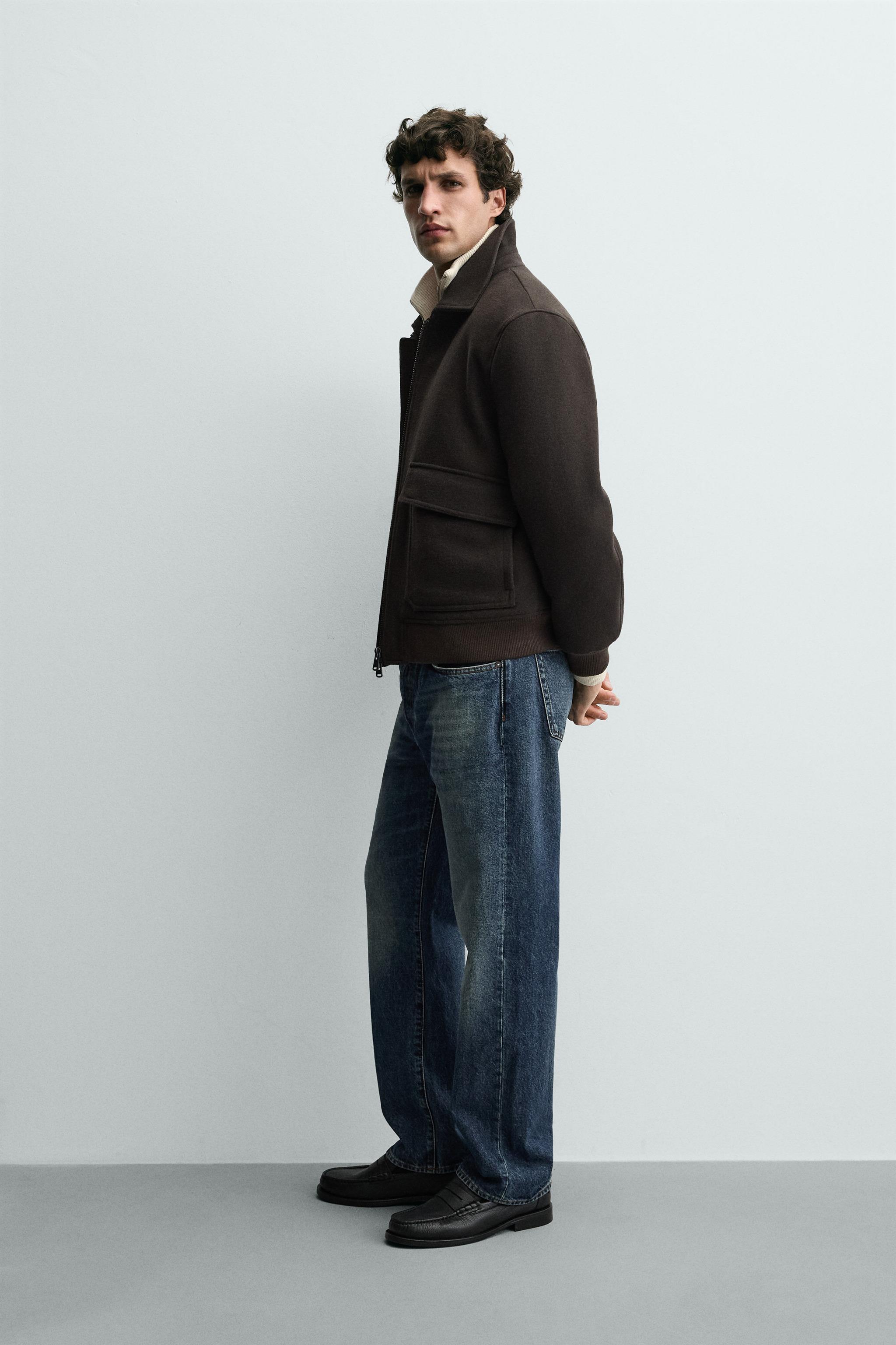 WOOL BLEND JACKET WITH COMBINATION COLLAR